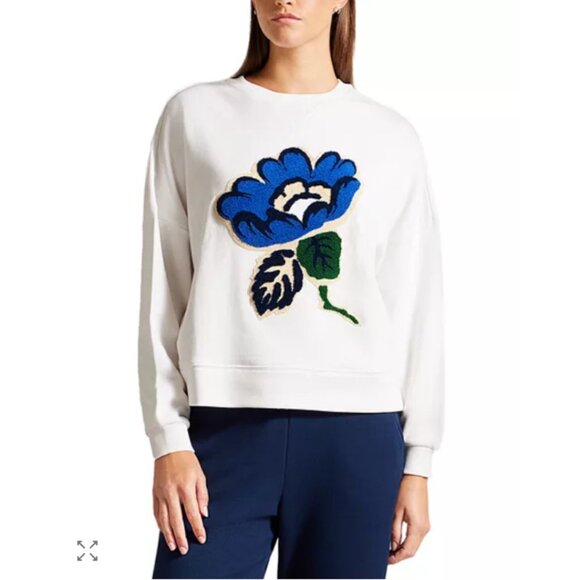 Ted Baker Tops - Ted Baker London Karlaih Cotton Boucle Flower Sweatshirt Women's 0 - White NWT